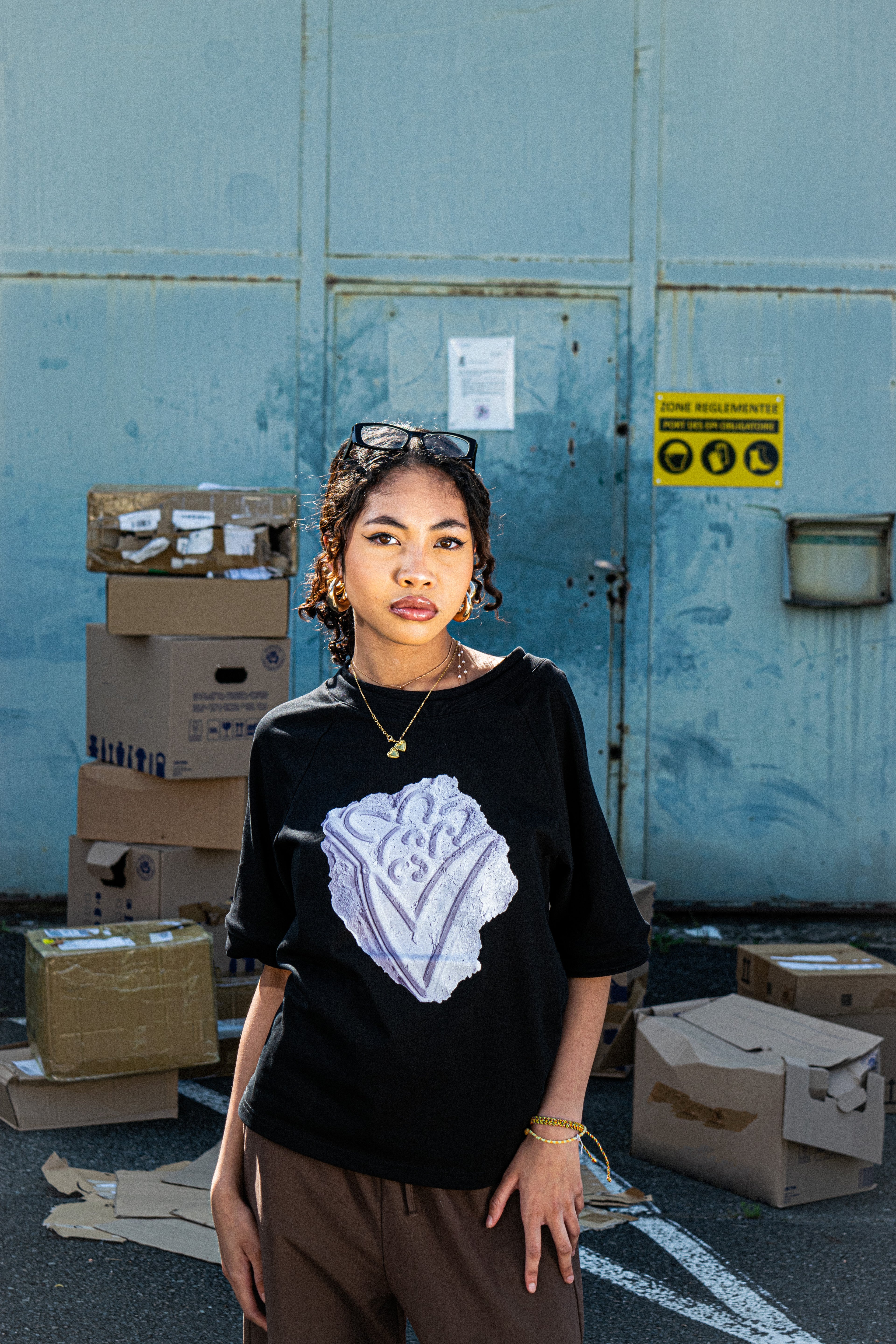 T-shirt crop Béton